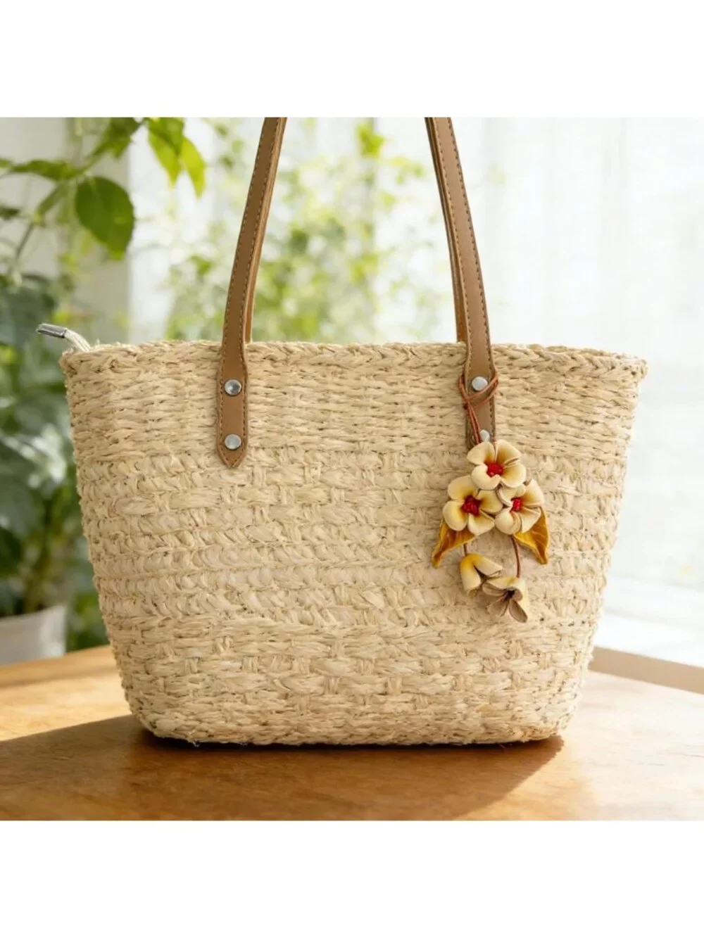 Boho Genuine Leather Flower Keychain | Cute Handbag & Purse Charms for Women
